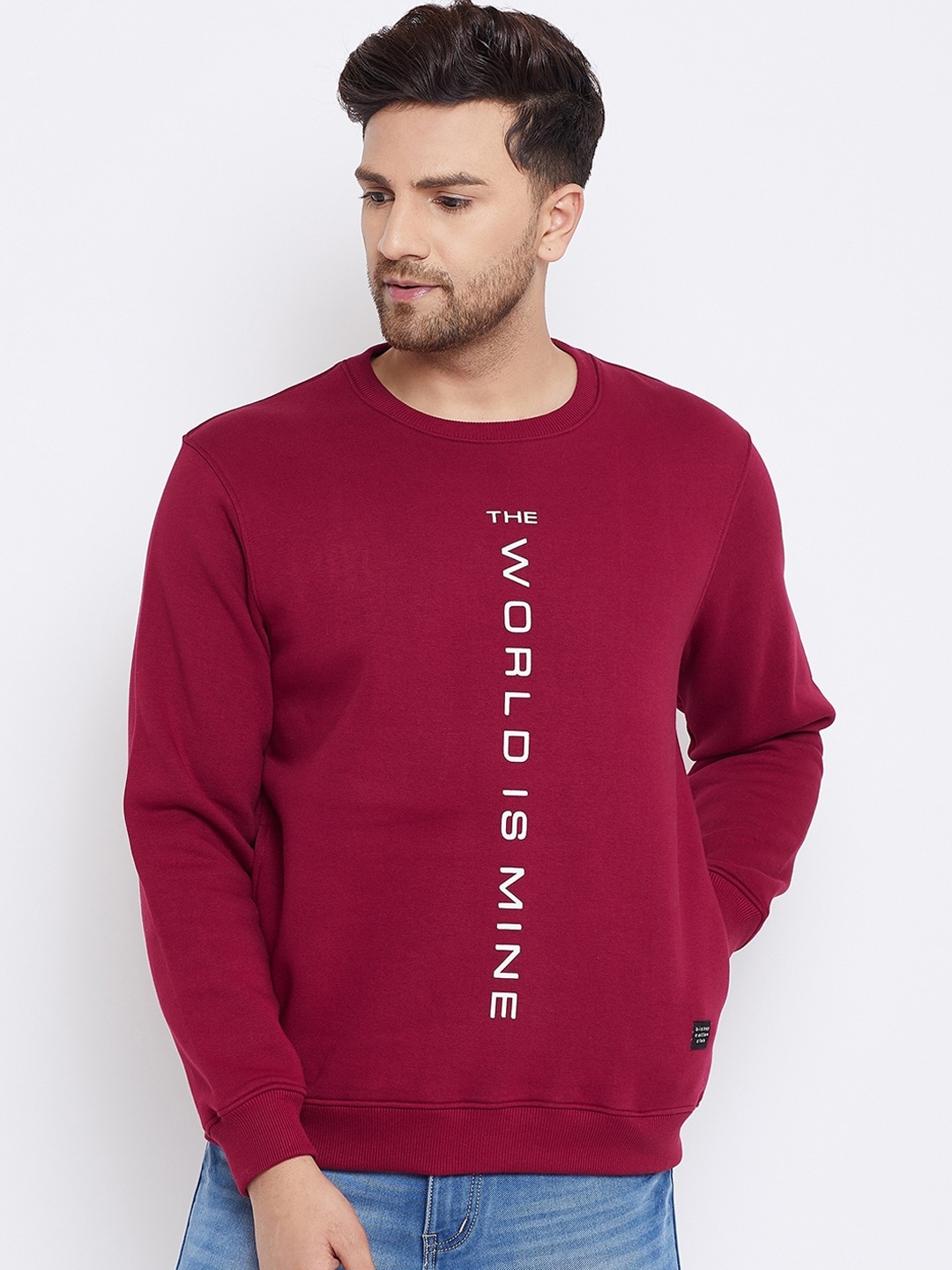 

Bishop Cotton Men Maroon Printed Sweatshirt