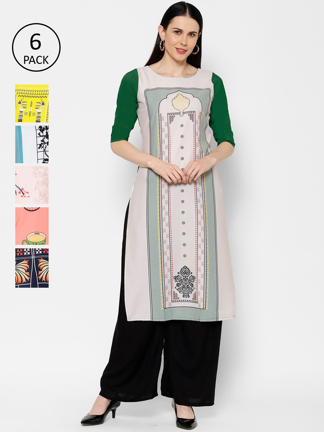 

7Threads Women Multicoloured Embroidered Straight Kurta, Multi