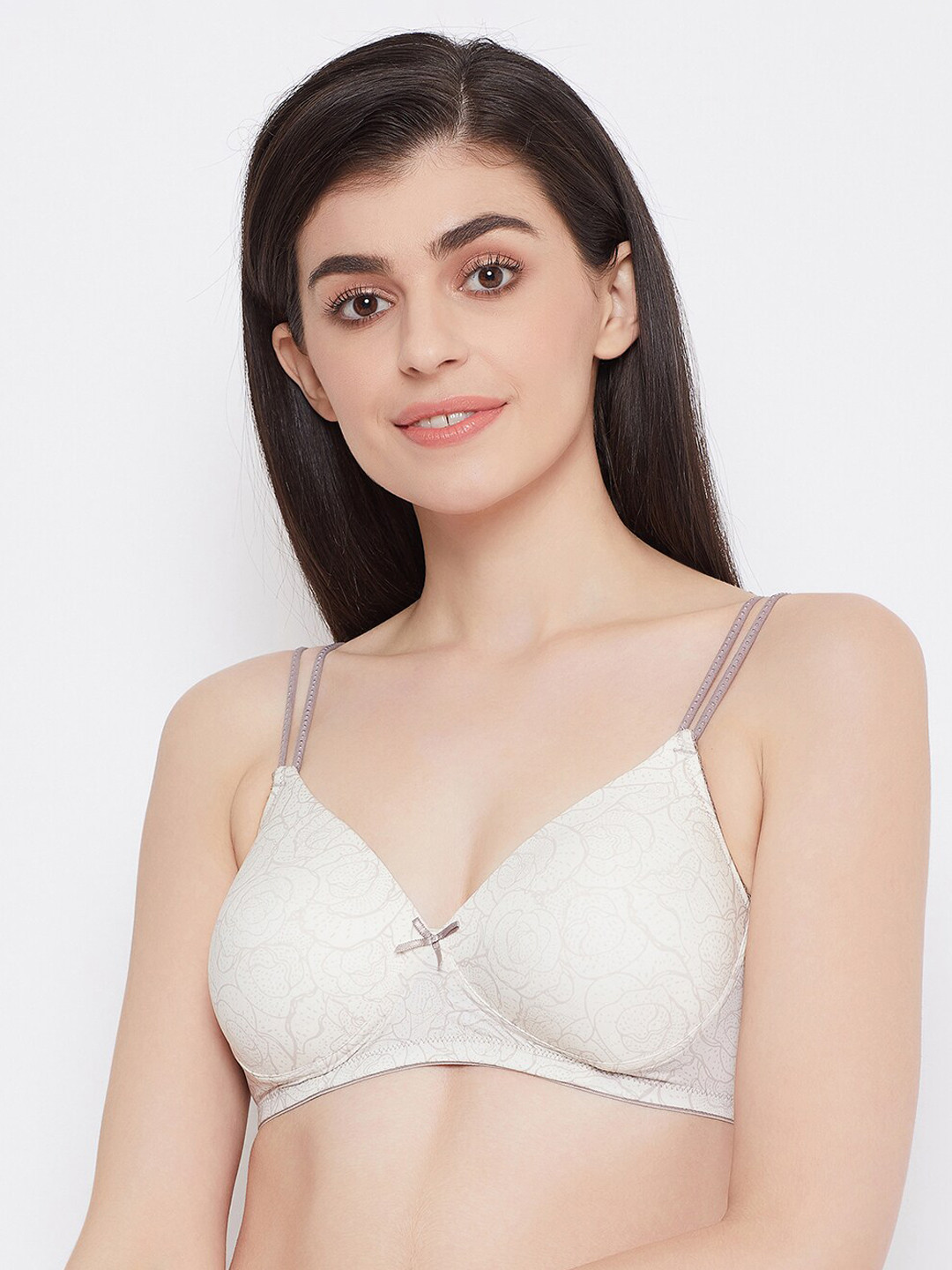 

Clovia Women White & Grey Printed Lightly Padded Non-Wired T-Shirt Bra-BR1067V1832B