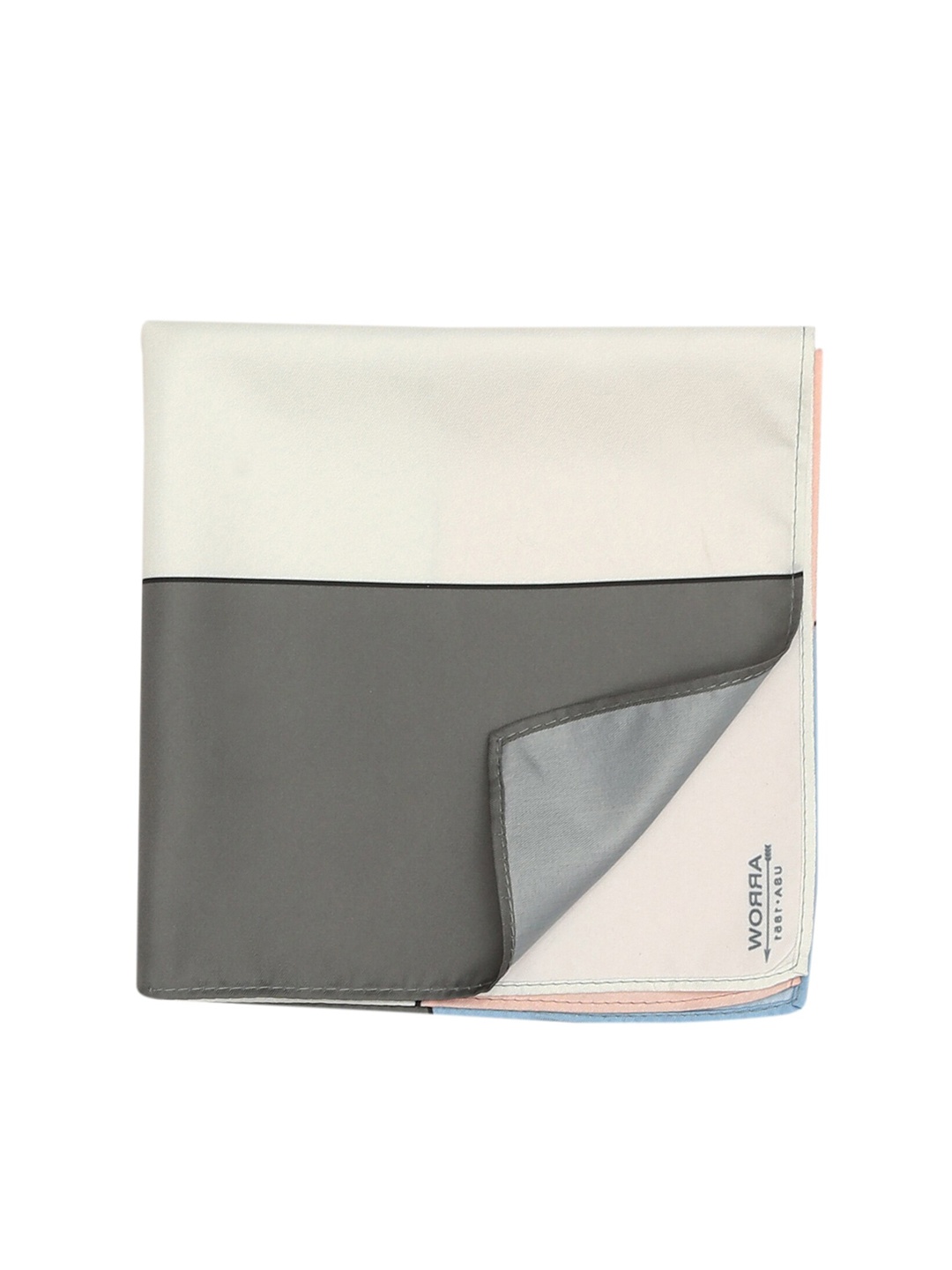 

Arrow Men White & Peach-Colour Colourblocked Pocket Square