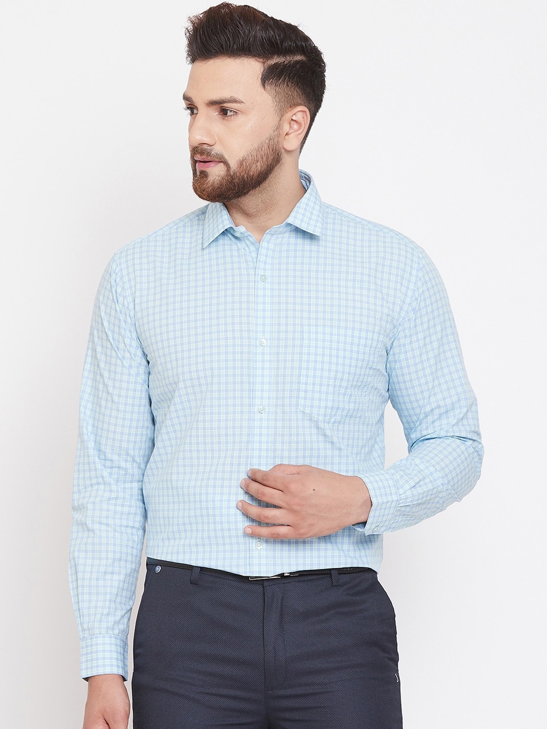 

Canary London Men Blue & Green Regular Fit Checked Casual Shirt