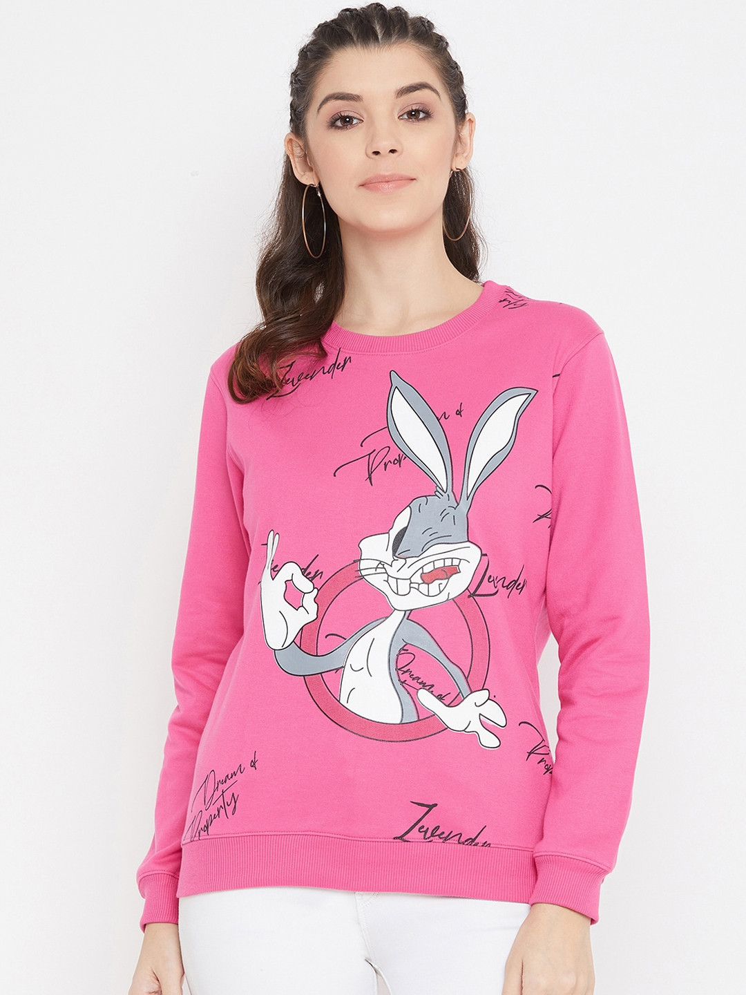 

Bishop Cotton Women Pink Printed Sweatshirt