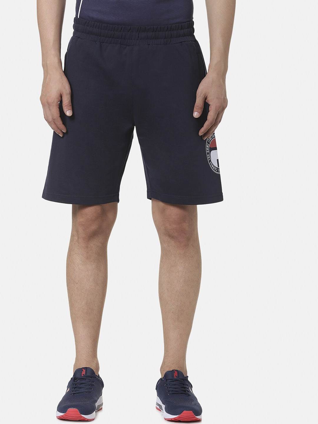 

FILA Men Navy Blue Solid Regular Fit Regular Shorts