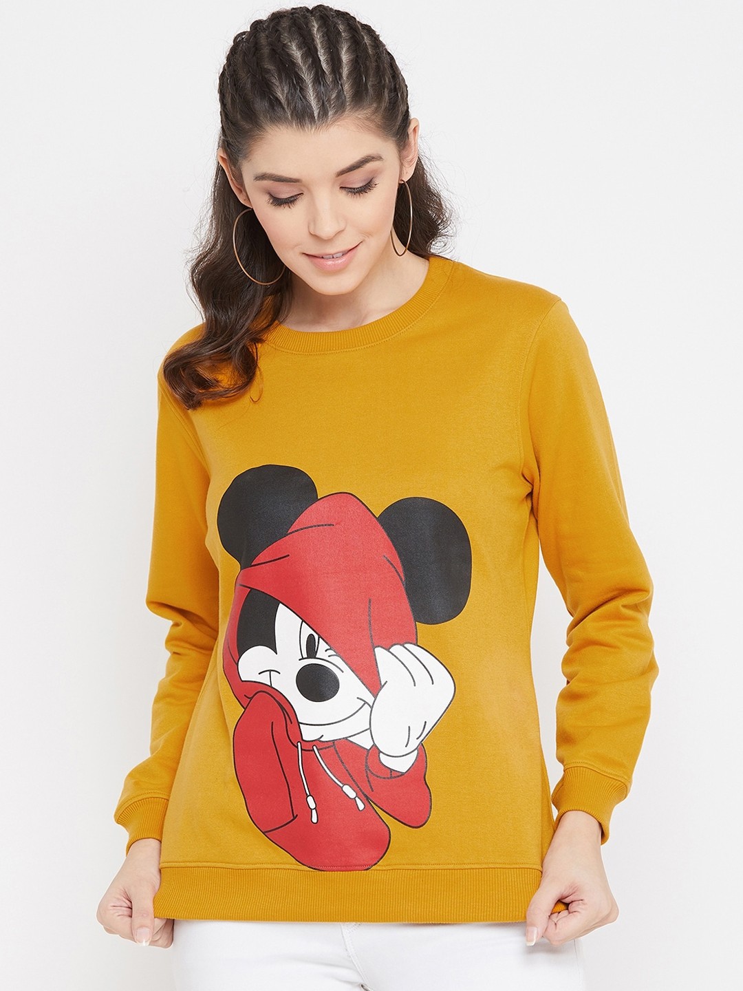 

Bishop Cotton Women Mustard Yellow Printed Sweatshirt
