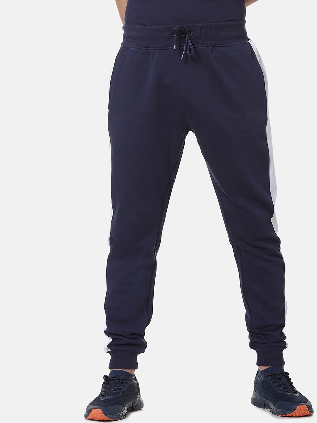 

FILA Men Navy Blue & White Solid Straight-Fit Joggers