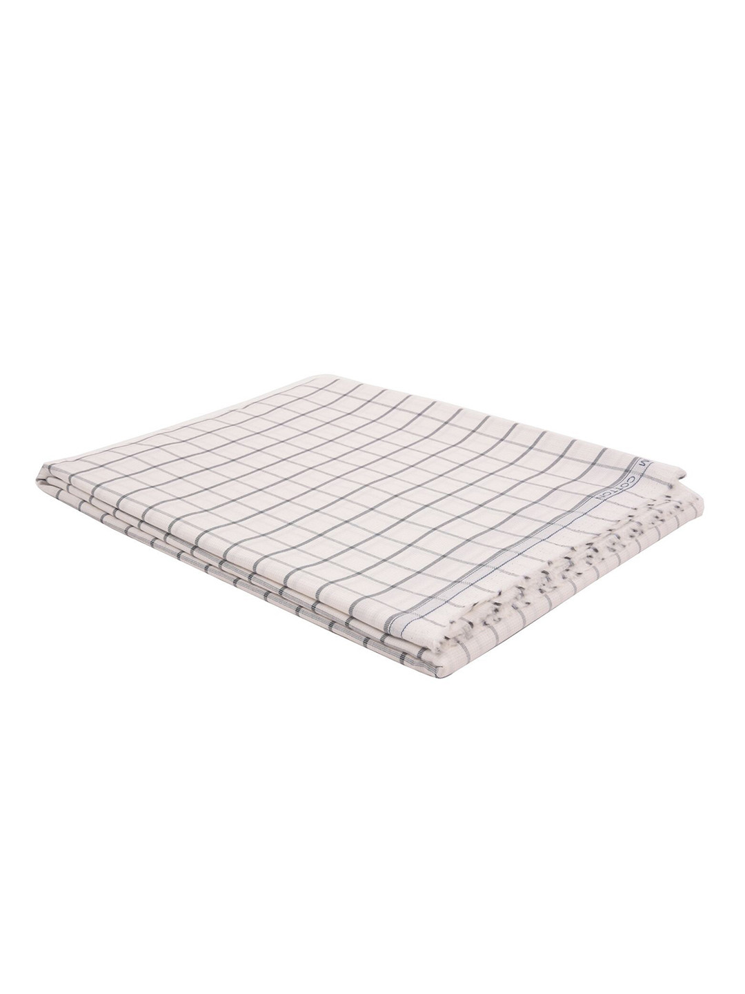 

Raymond Men White & Black Checked Unstitched Shirt Fabric With Gift Packing Box