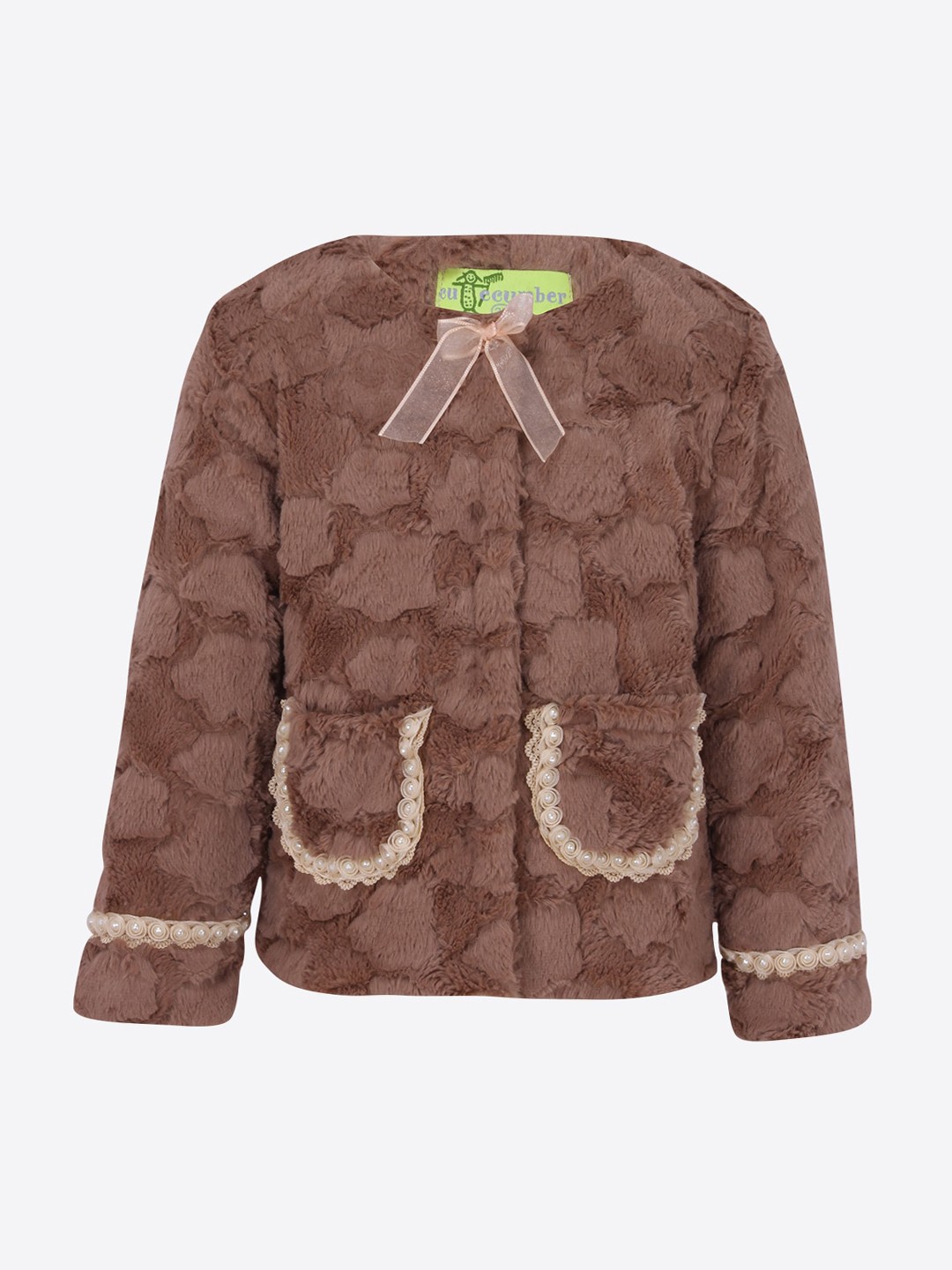

CUTECUMBER Girls Brown Self Design Tailored Jacket