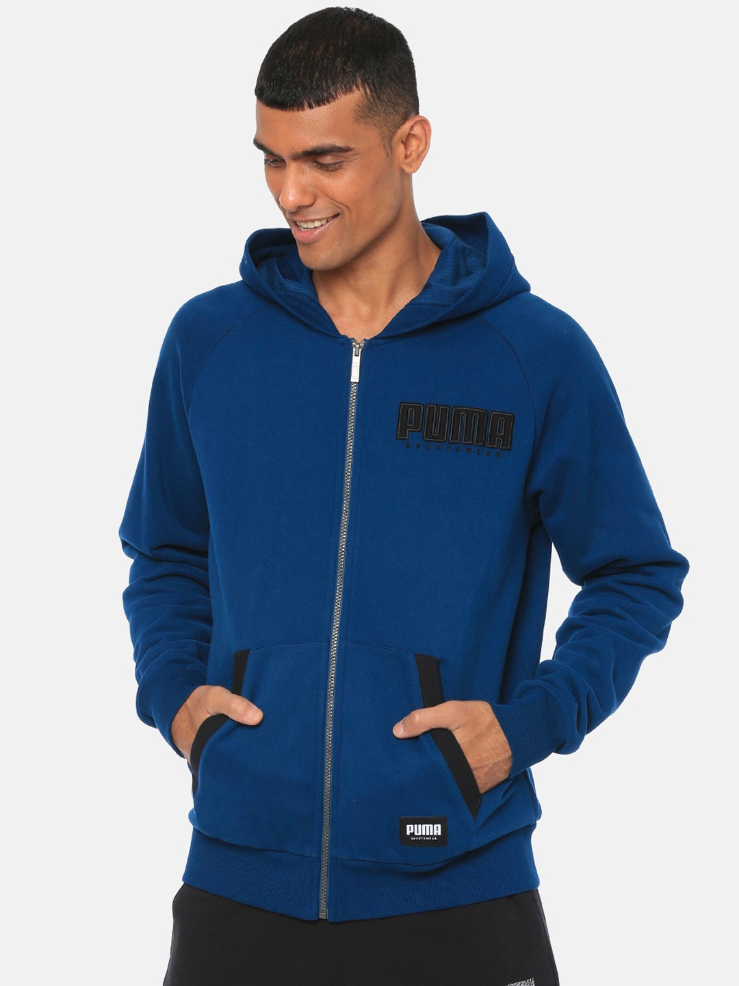 

Puma Men Blue Solid Athletics FZ Hoody FL Sporty Track Jacket