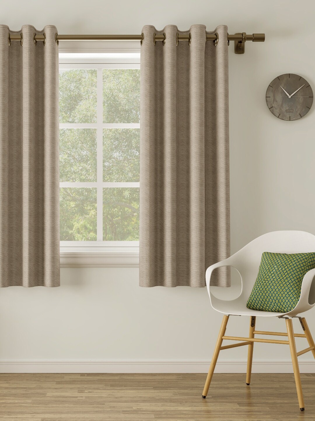 

DDecor Beige Self-Design Single Window Curtain