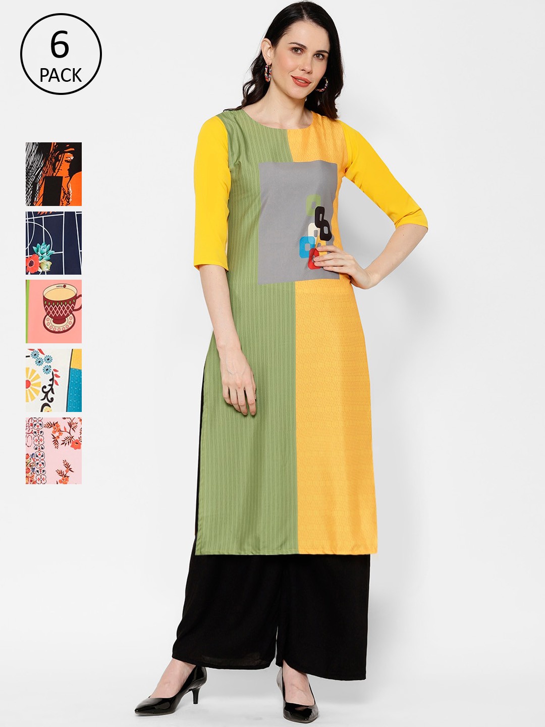 

7Threads Women Multicoloured Colourblocked Straight Kurta, Multi