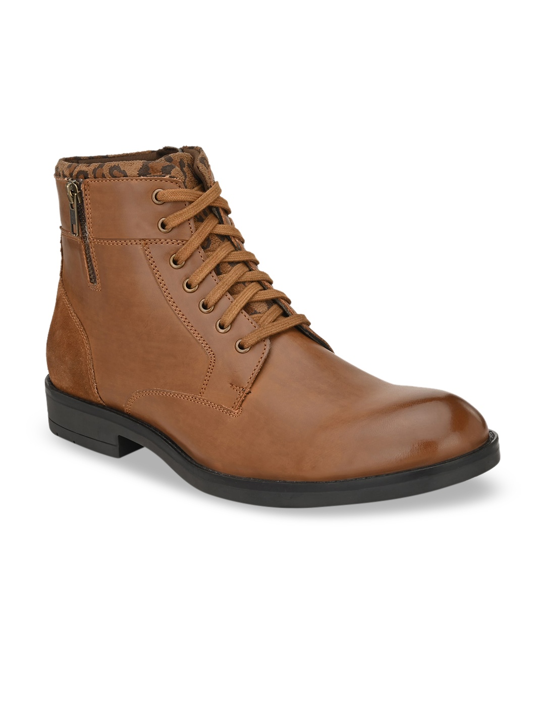

Delize Men Tan Solid High-Top Flat Boots
