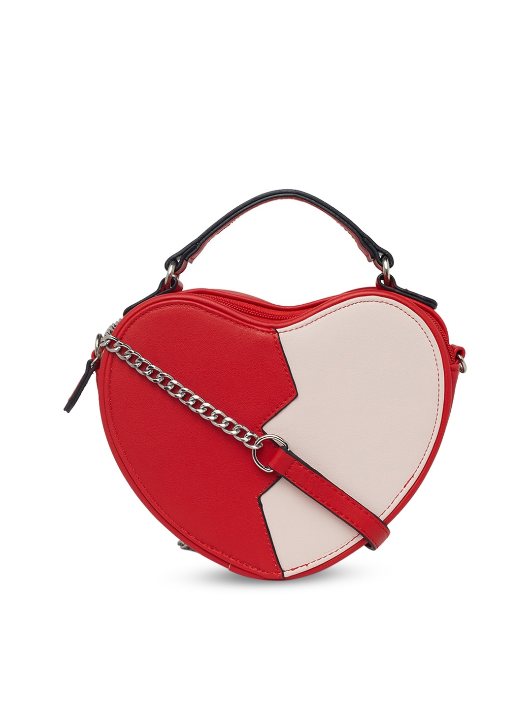 

Call It Spring Red & Off-White Colourblocked Sling Bag