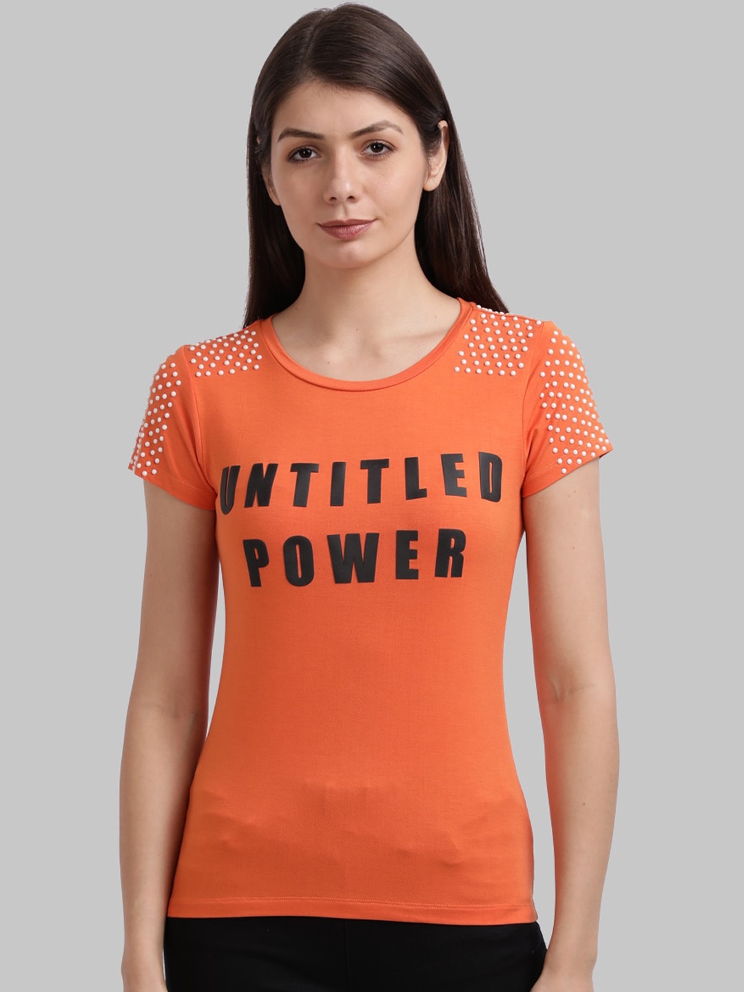 

Parx Women Orange Printed Round Neck T-shirt