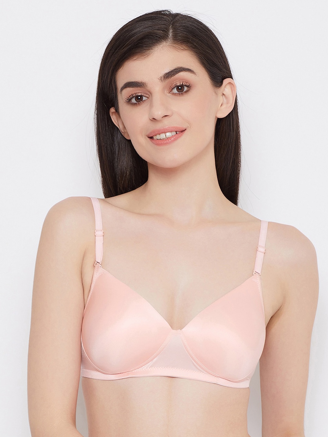 

Clovia Women Pink Solid Lightly Padded Non-Wired T-Shirt Bra BR1277M22