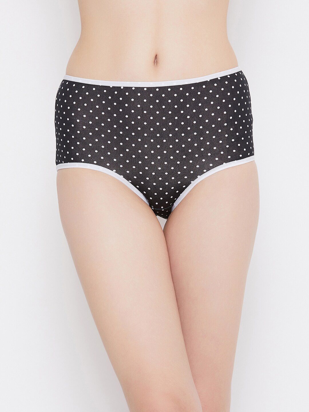 

Clovia Women Black & White Polka Printed High Waist Hipster Briefs PN2761G13S