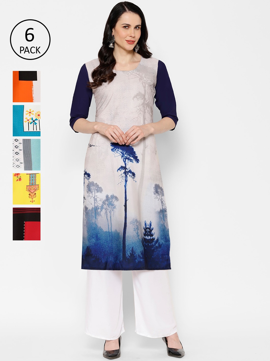 7Threads Women Multicoloured Printed A-Line Kurta, Multi