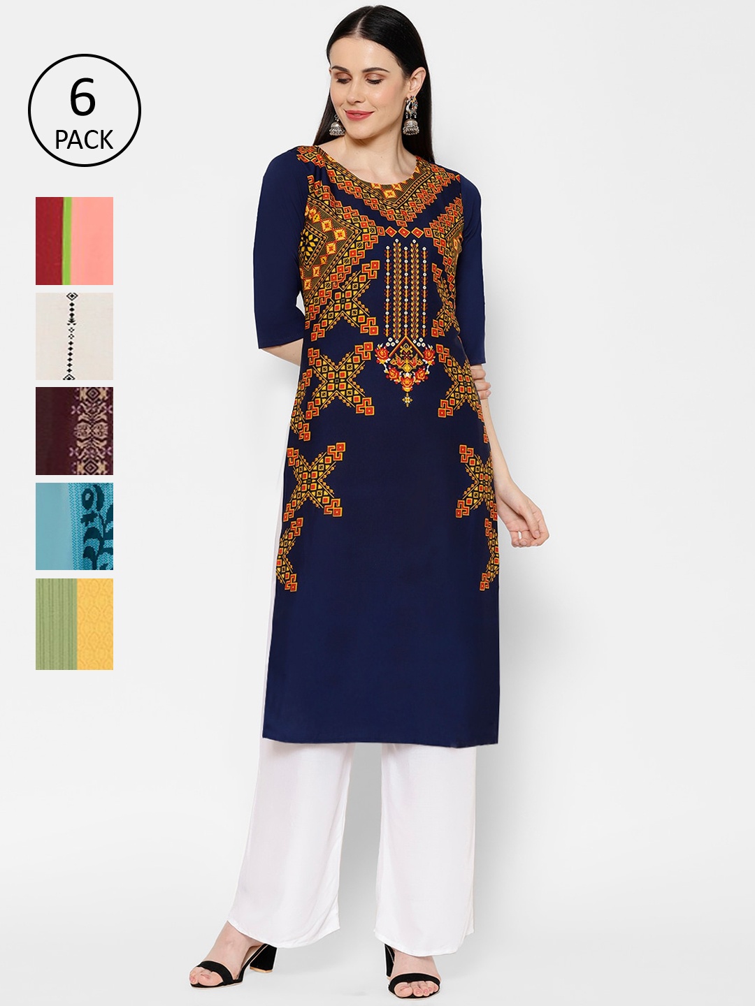 

7Threads Women Multicoloured Printed Straight Kurta, Multi