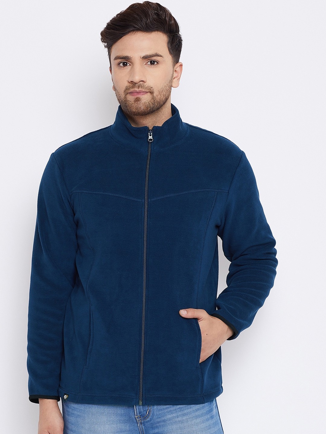 

Bishop Cotton Men Navy Blue Solid Sweatshirt