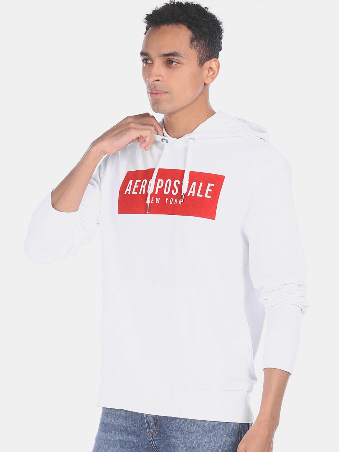 

Aeropostale Men White & Red Printed Hooded Sweatshirt