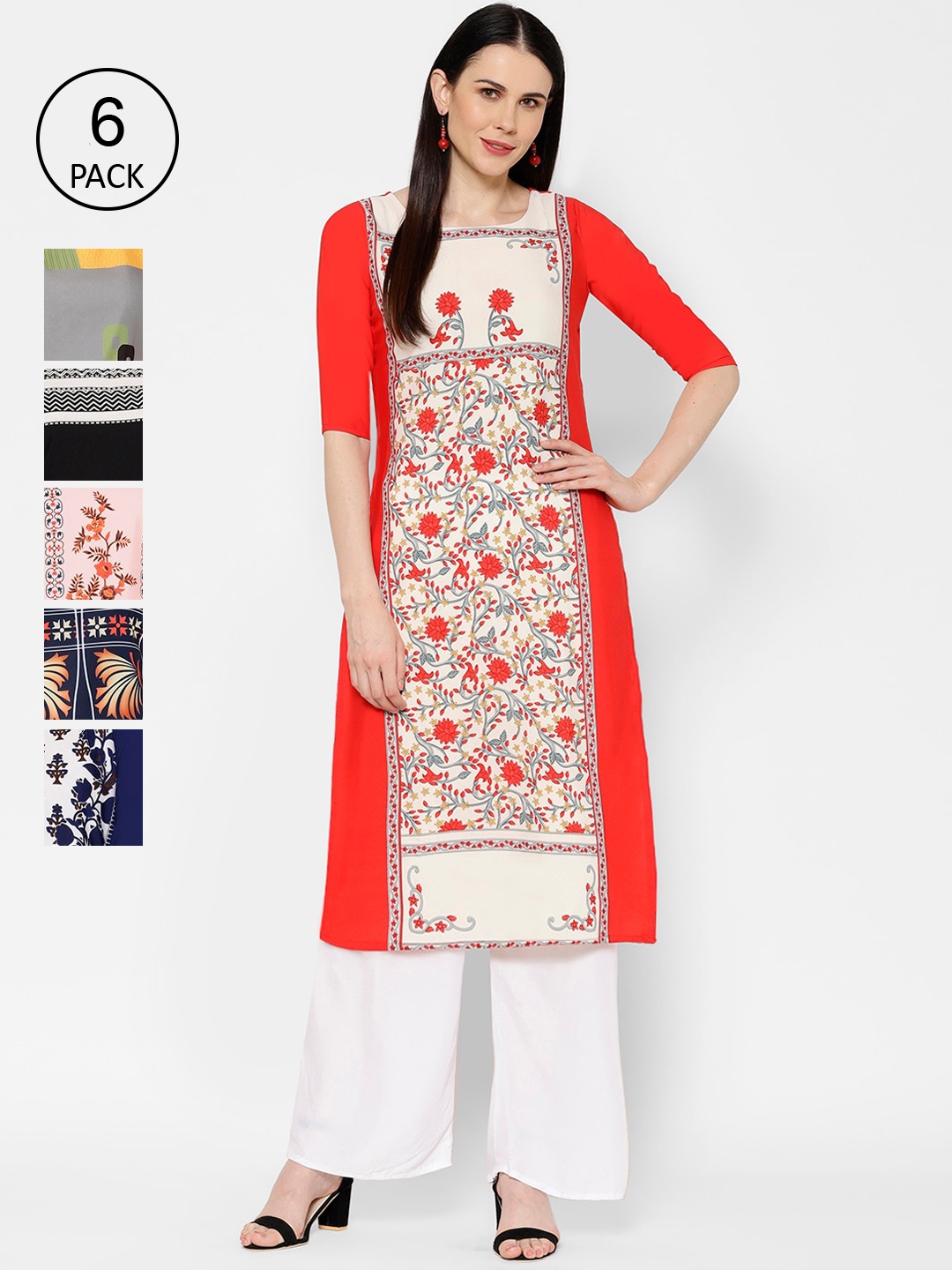 

7Threads Women Multicoloured Printed Straight Kurta, Multi