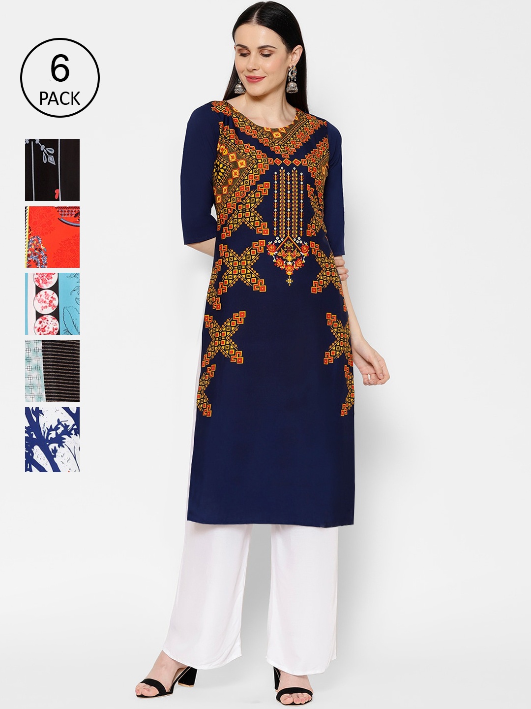 

7Threads Women Multicoloured Embroidered Straight Kurta, Multi