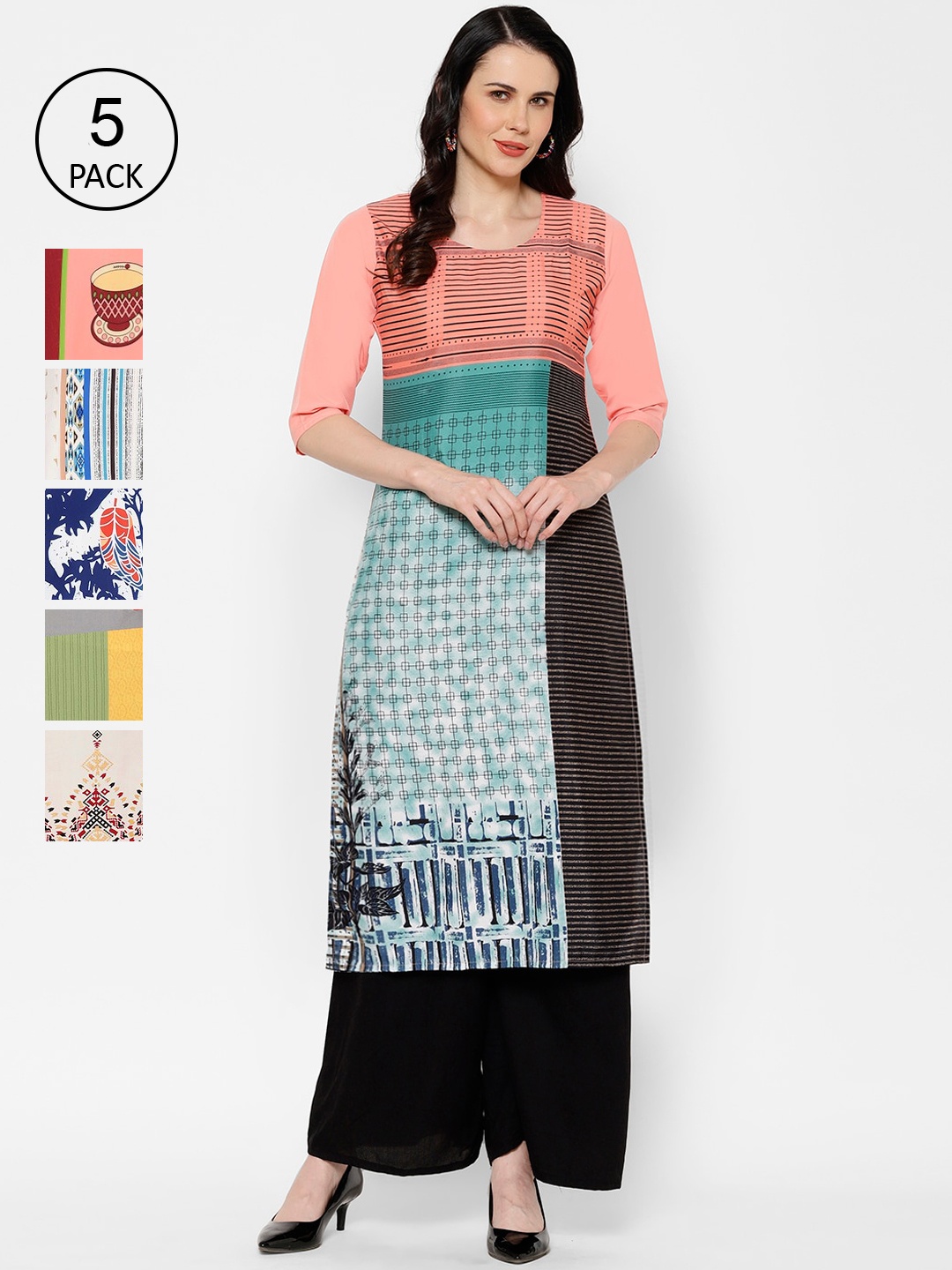 

7Threads Women Multicoloured Woven Design A-Line Kurta, Multi