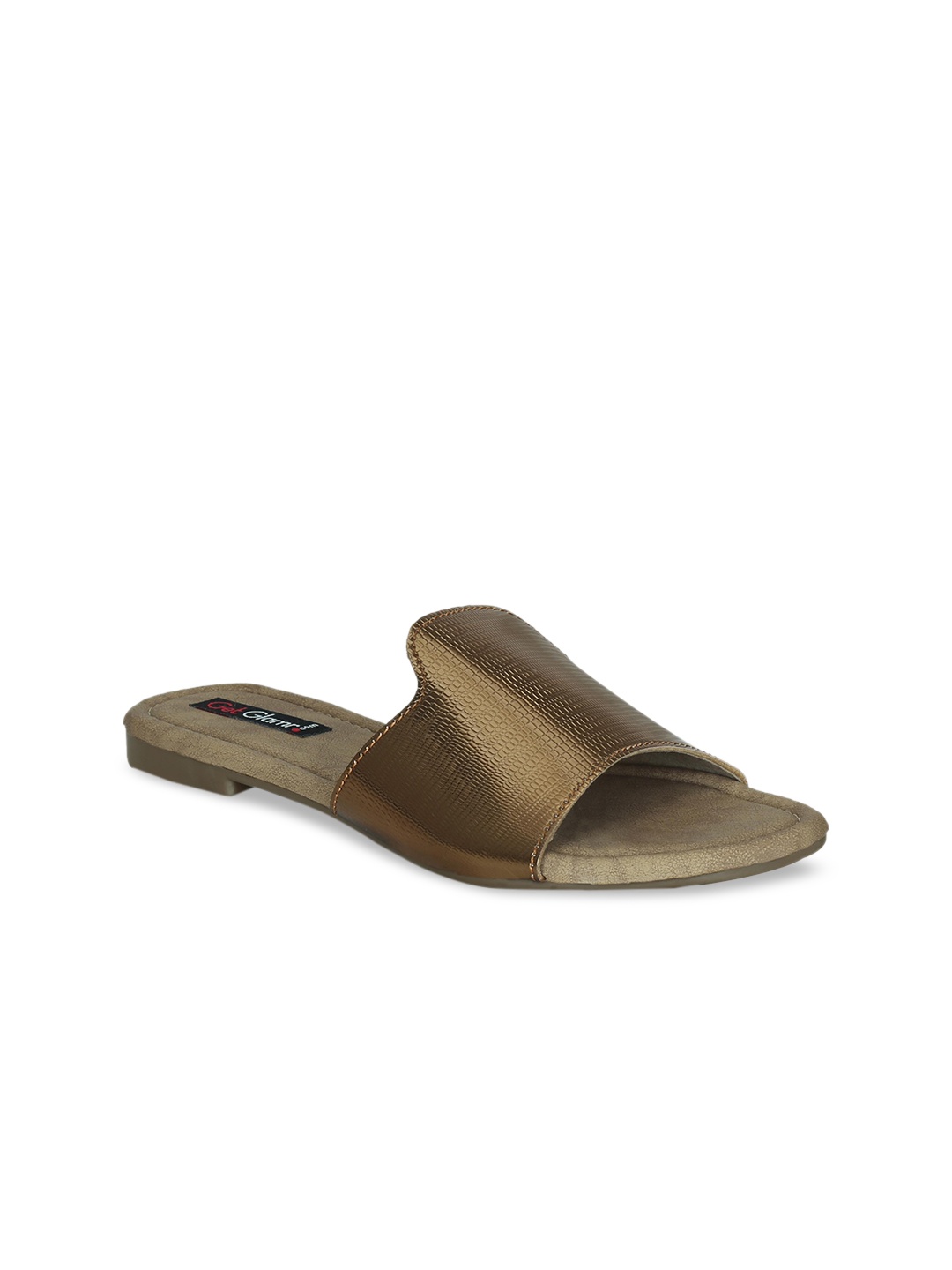 

Get Glamr Women Copper-Toned Textured Open Toe Flats