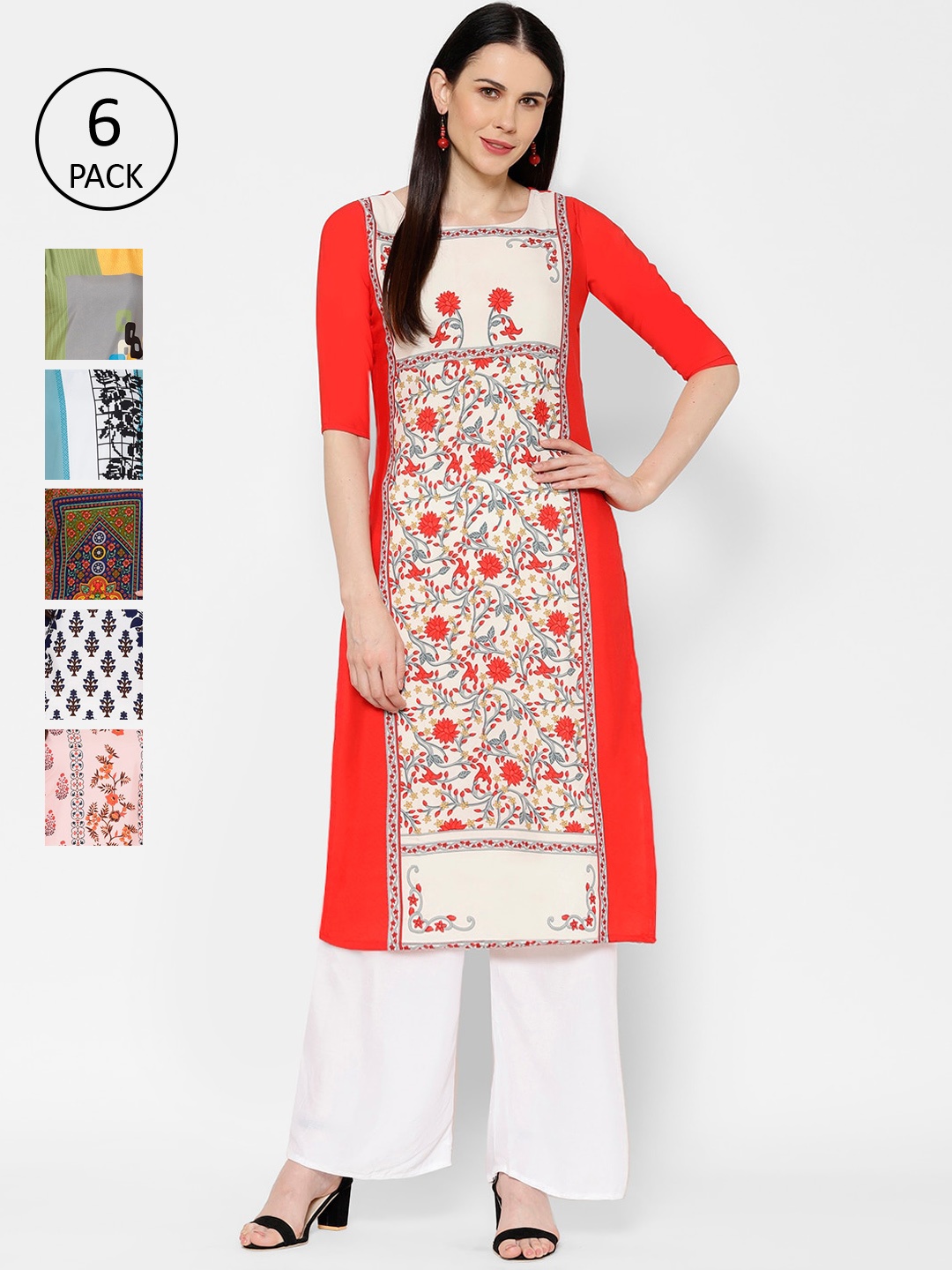 7Threads Women Multicoloured Printed Straight Kurta, Multi