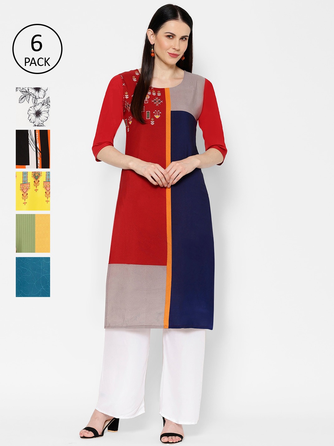 

7Threads Women Multicoloured Colourblocked Straight Kurta, Multi