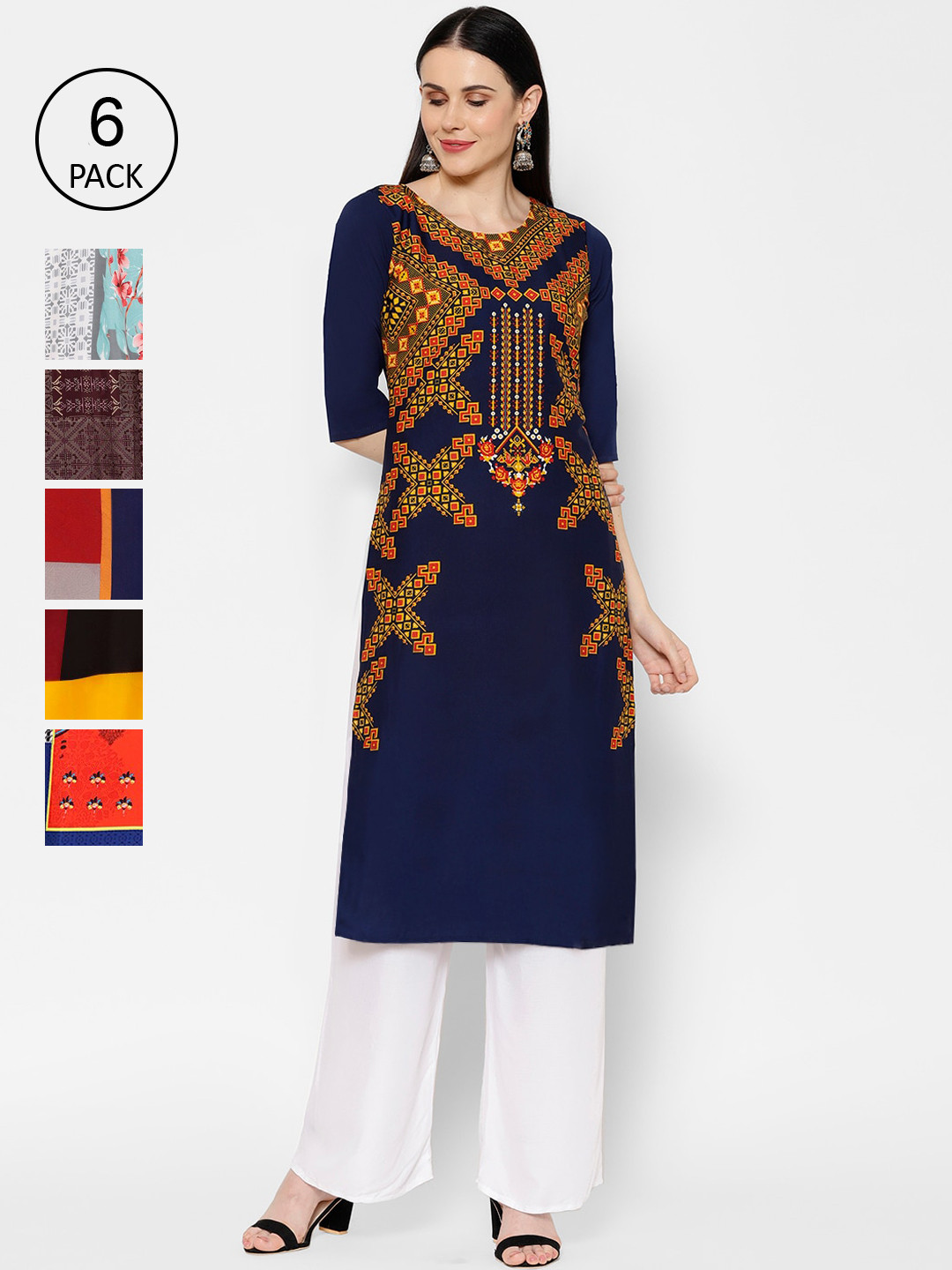 

7Threads Women Multicoloured Embroidered Straight Kurta, Multi