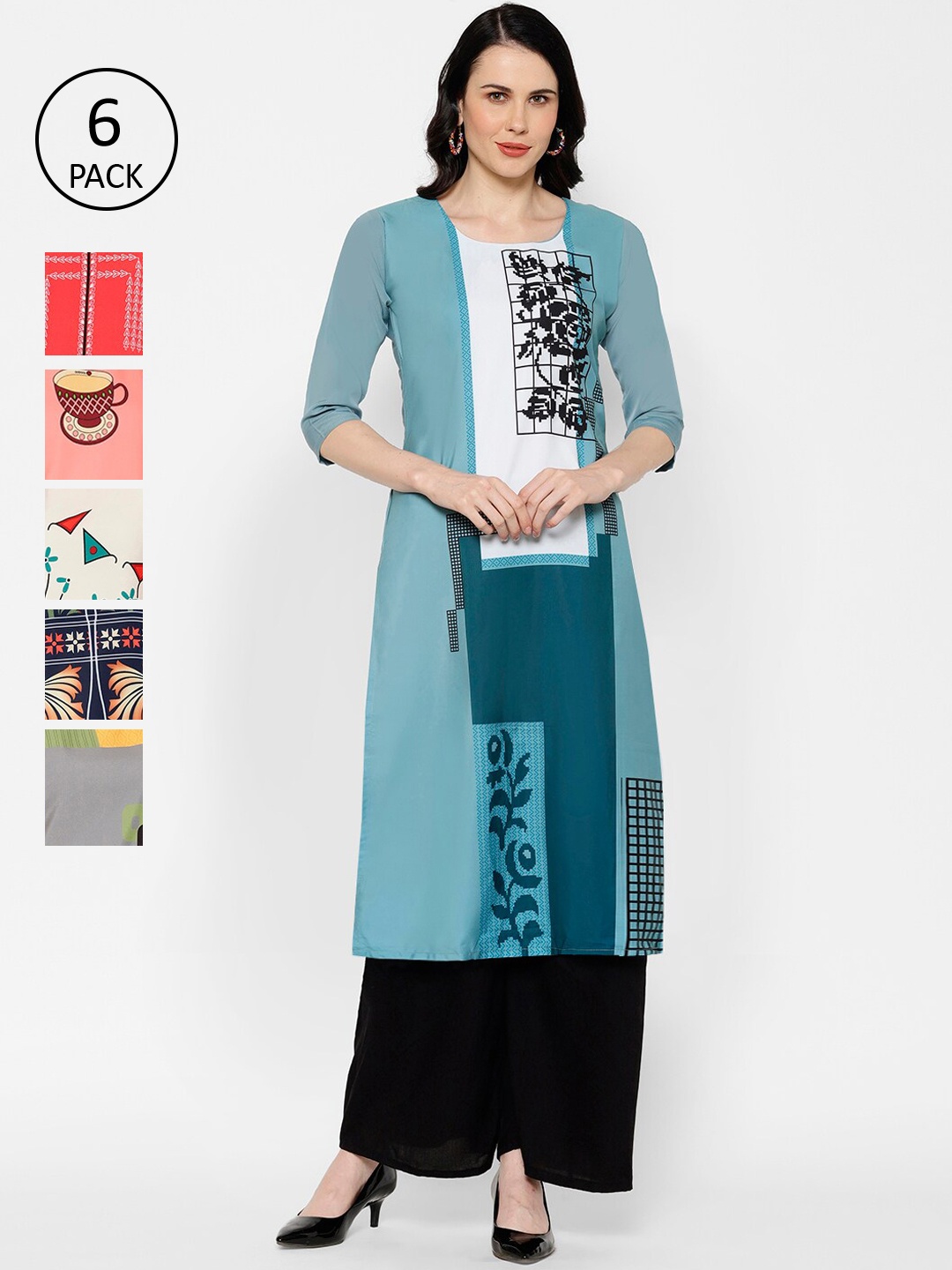 

7Threads Women Multicoloured Printed Straight Kurta, Multi