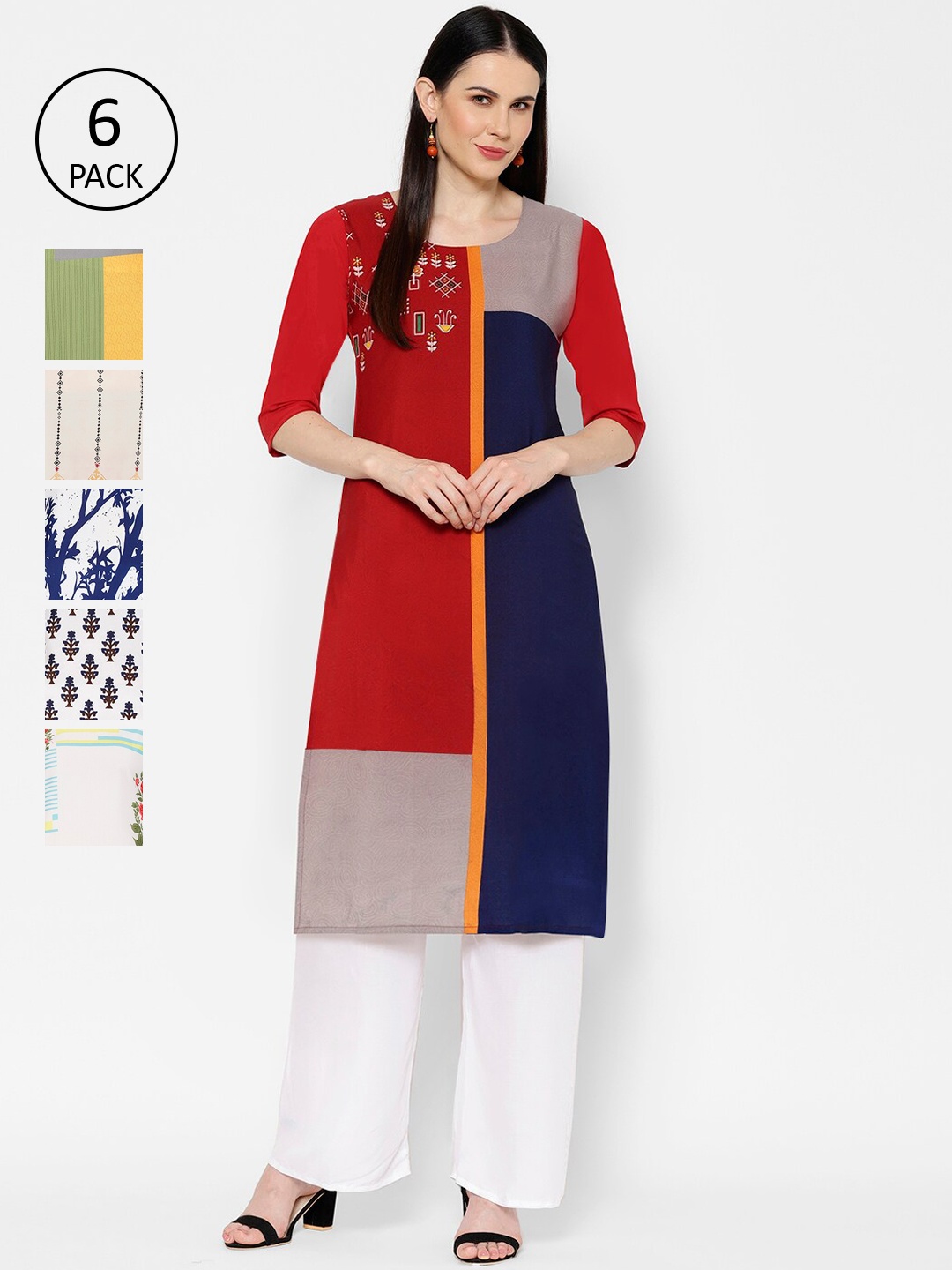 7Threads Women Multicoloured Printed Straight Kurta, Multi