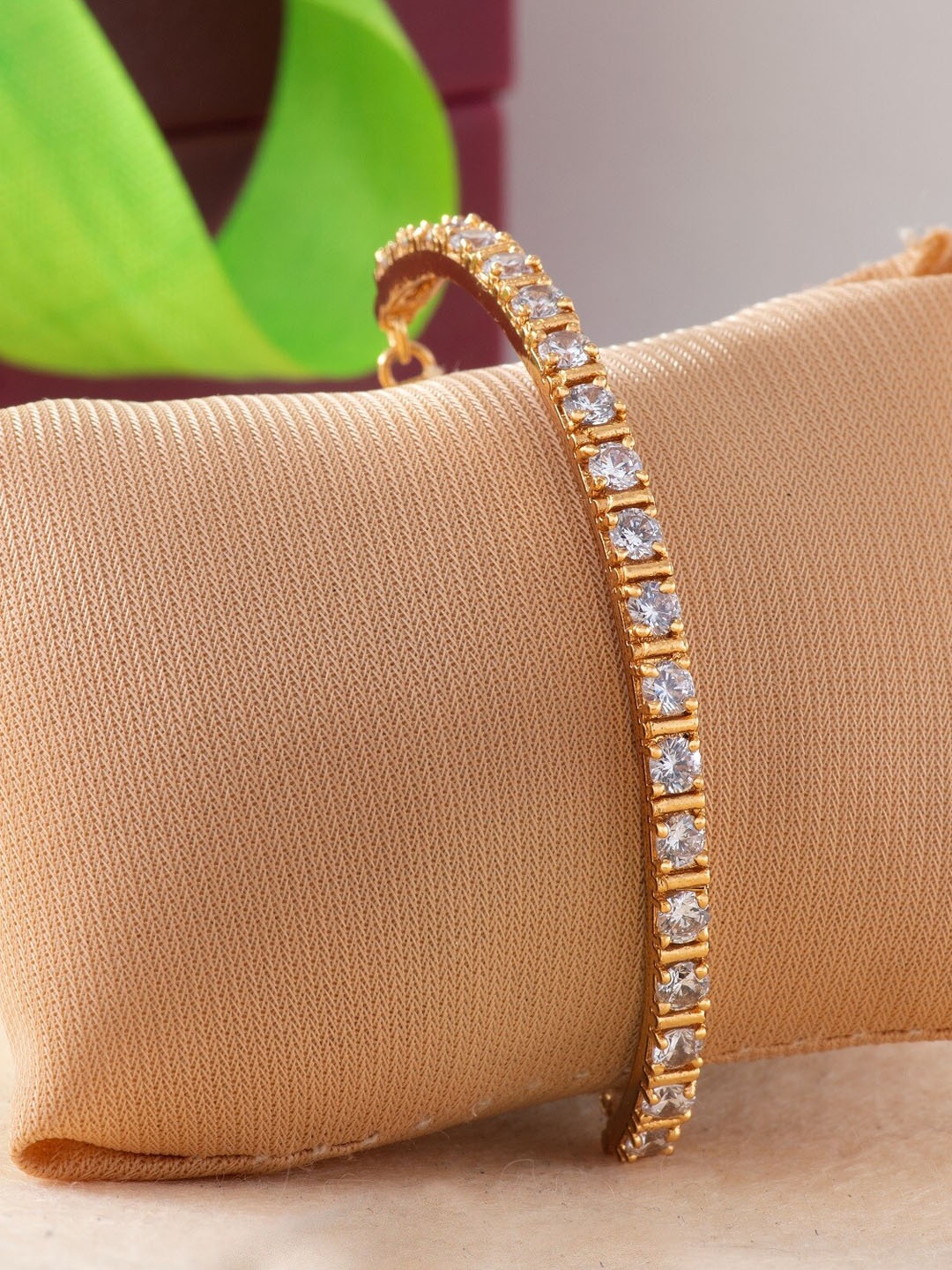 

Estele 24K Gold-Plated & White American Diamond Stone Studded Handcrafted Bracelet