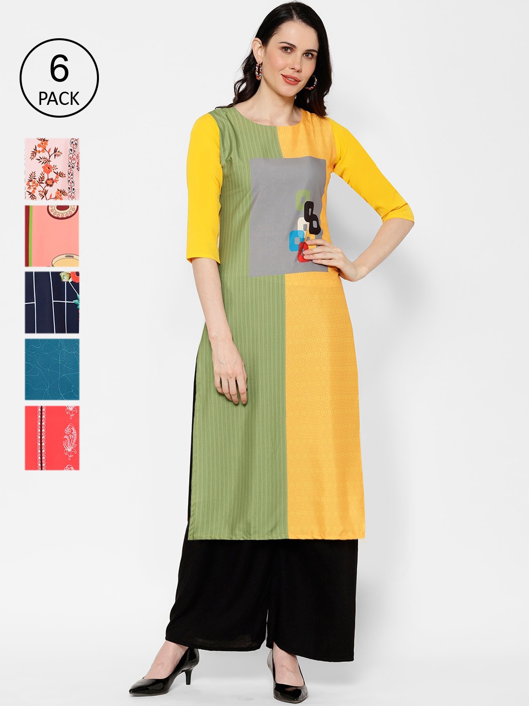 

7Threads Women Multicoloured Colourblocked Straight Kurta, Multi