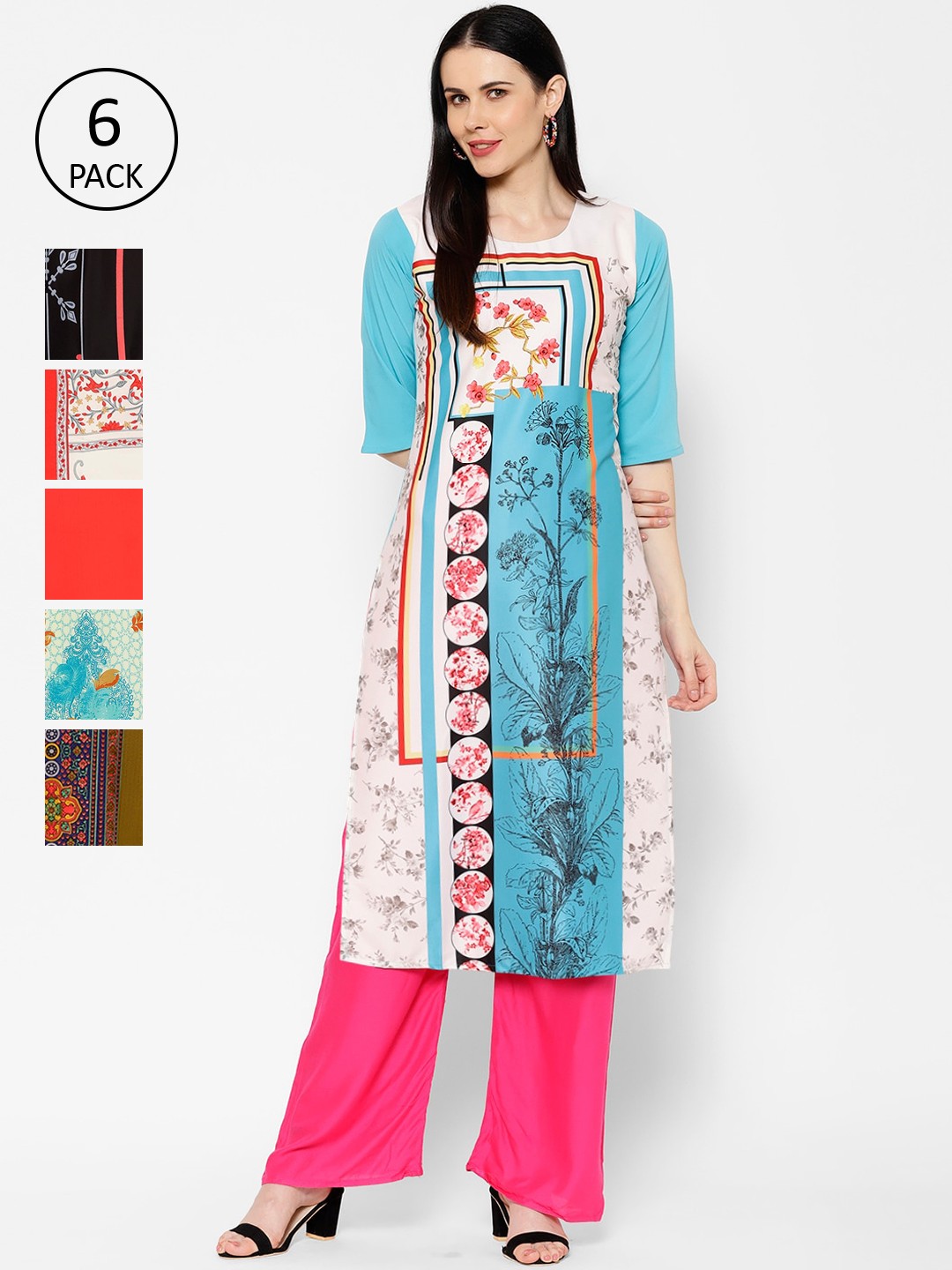 

7Threads Women Multicoloured Printed Straight Kurta, Multi