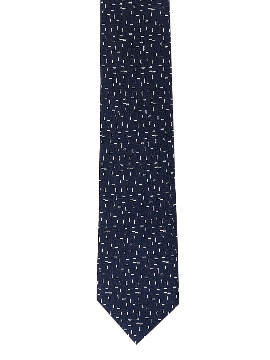 

Arrow Men Navy Blue & White Printed Pure Silk Broad Tie