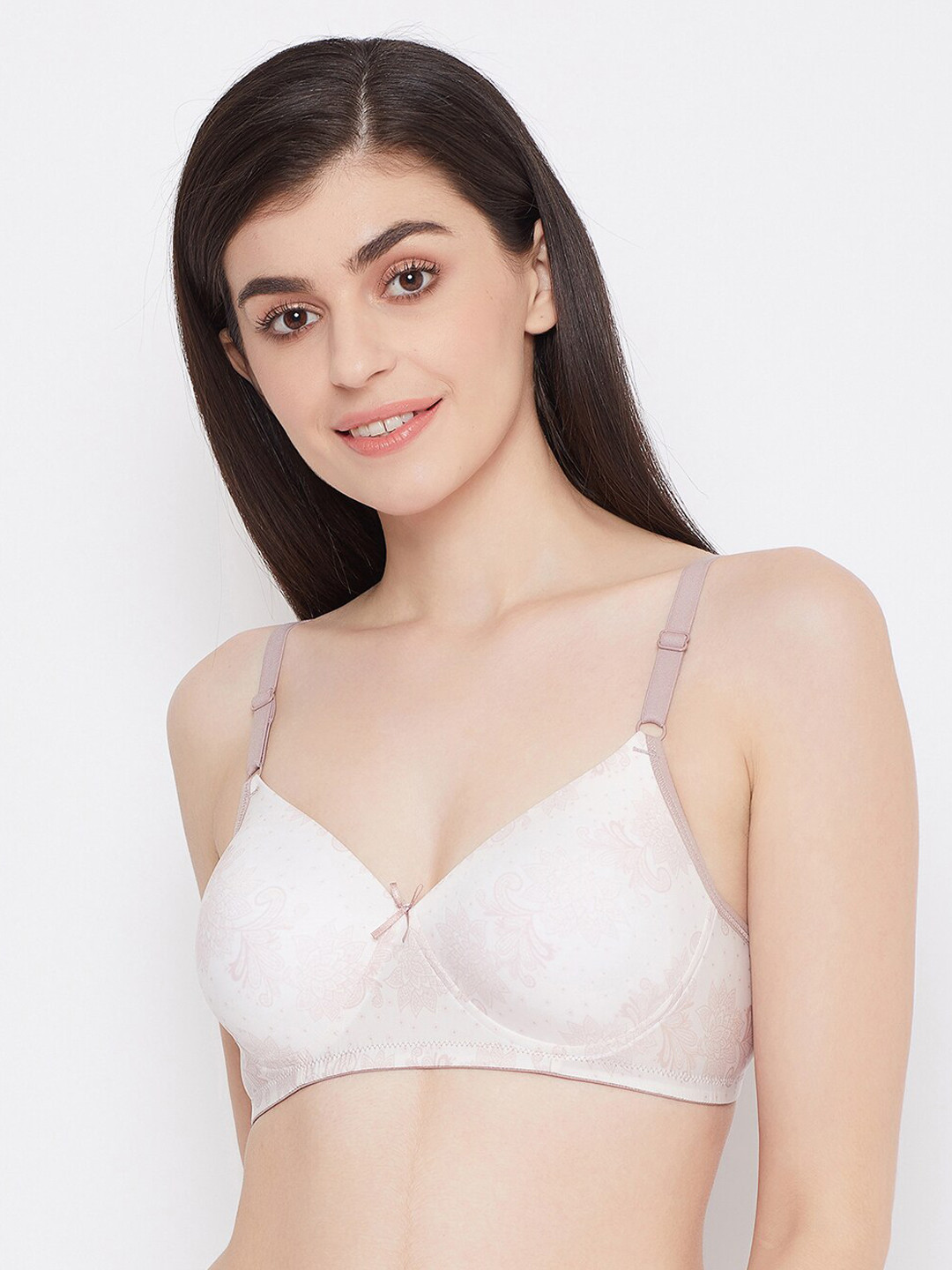 

Clovia Women White Printed Padded Non-Wired T-Shirt Bra BR0738Z1832B
