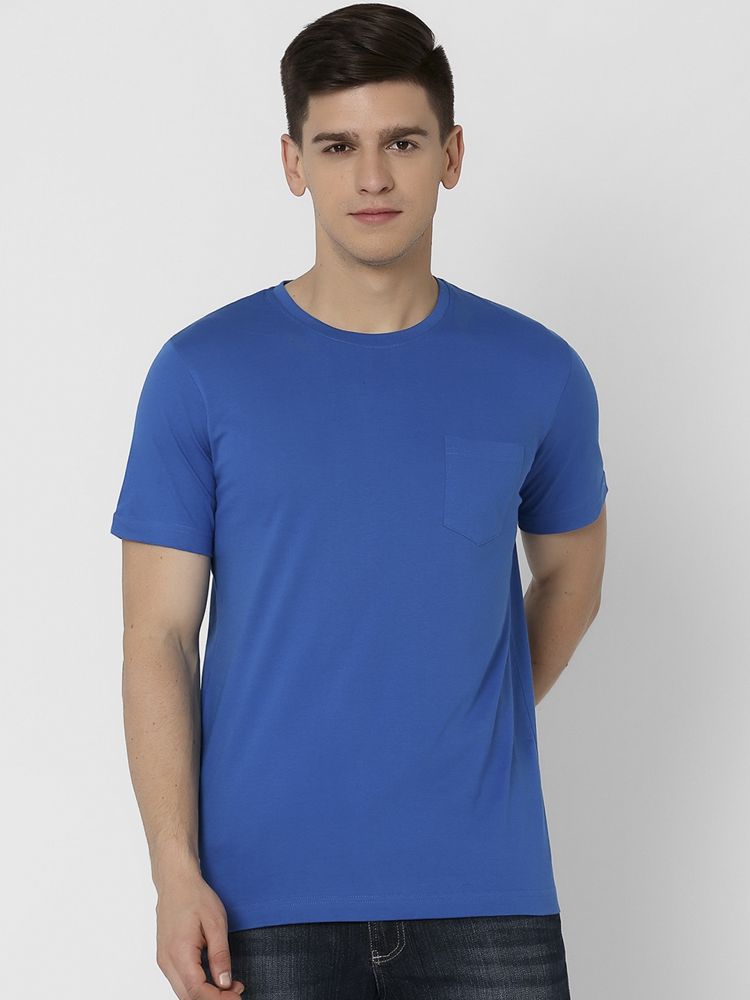 

MARCA Disati Men Blue Solid Round Neck T-shirt