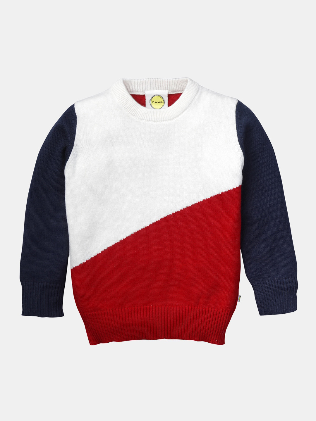 

Pranava Boys Red & White Colourblocked Organic Cotton Pullover