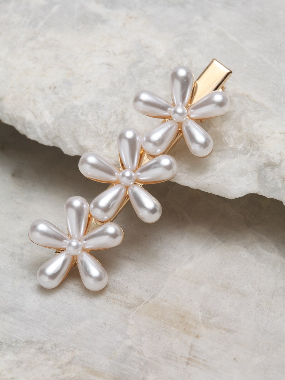 

Ferosh Gold-Toned & White Pearl Embellished Bobby Pin