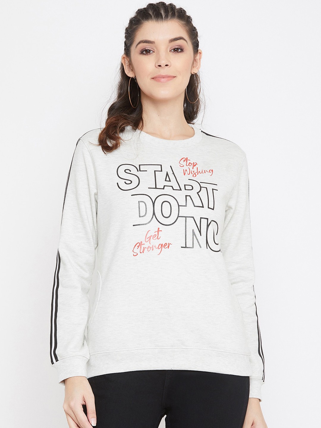 

Bishop Cotton Women Off-White Printed Sweatshirt