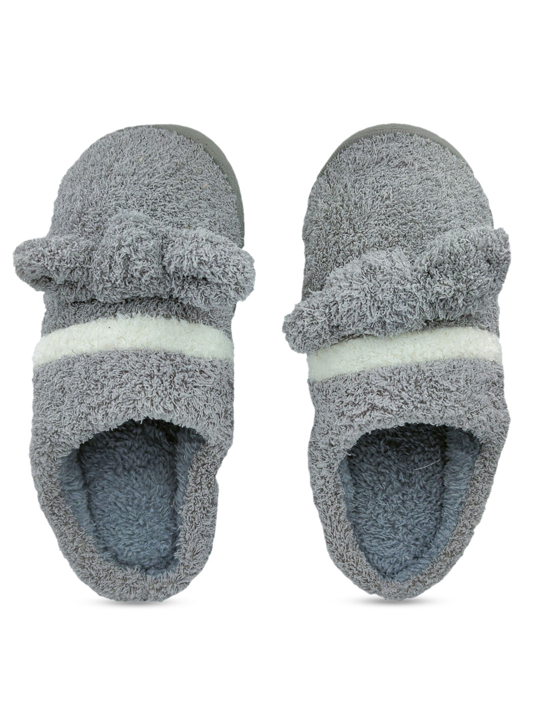 

Pampy Angel Women Grey & Off-White Solid Fur Room Slippers