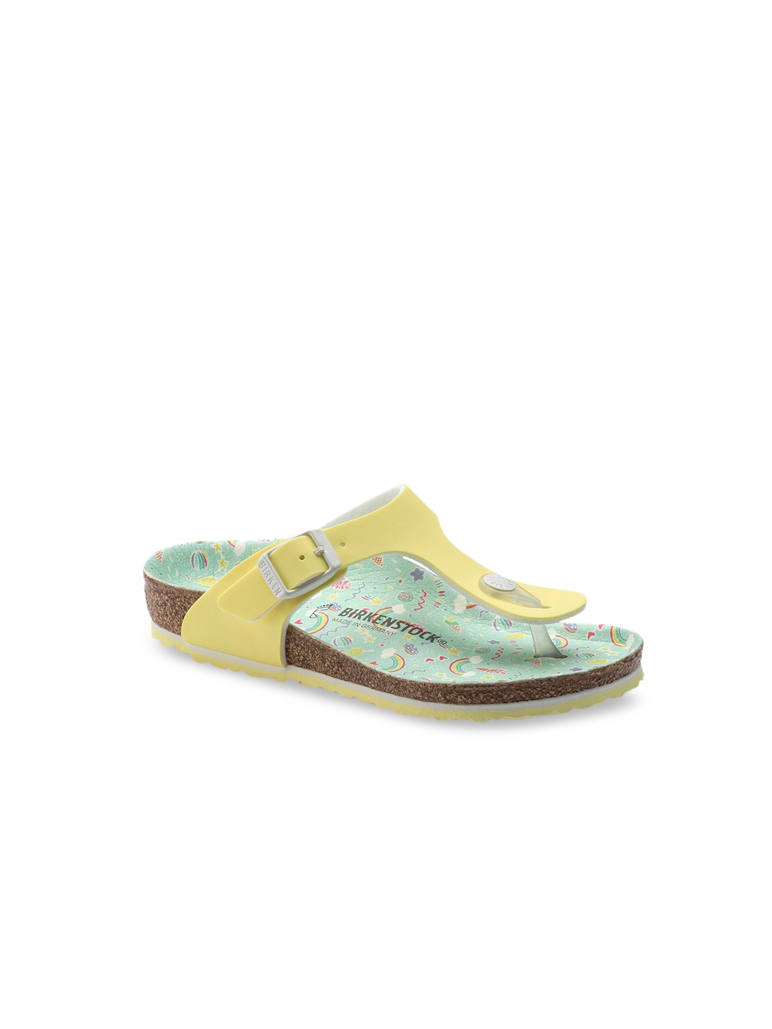 

Birkenstock Girls Yellow Printed T-Strap Flats