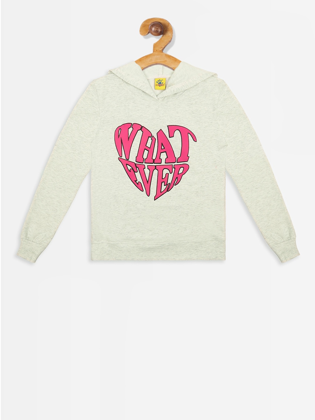 

Punkster Girls White Printed Hooded Sweatshirt