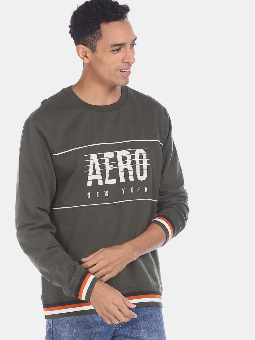 

Aeropostale Men Green Printed Sweatshirt