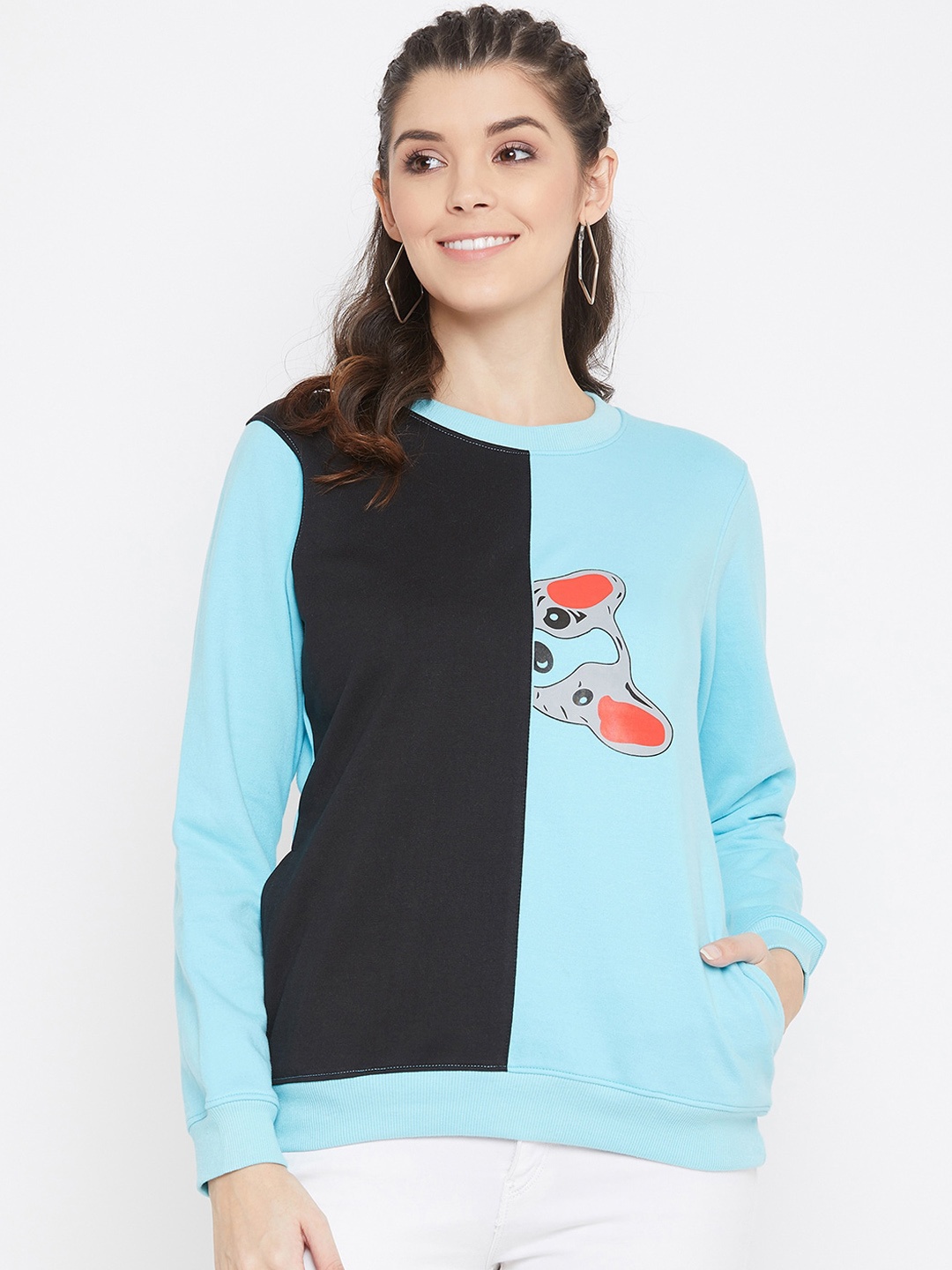 

Bishop Cotton Women Blue Colourblocked Sweatshirt
