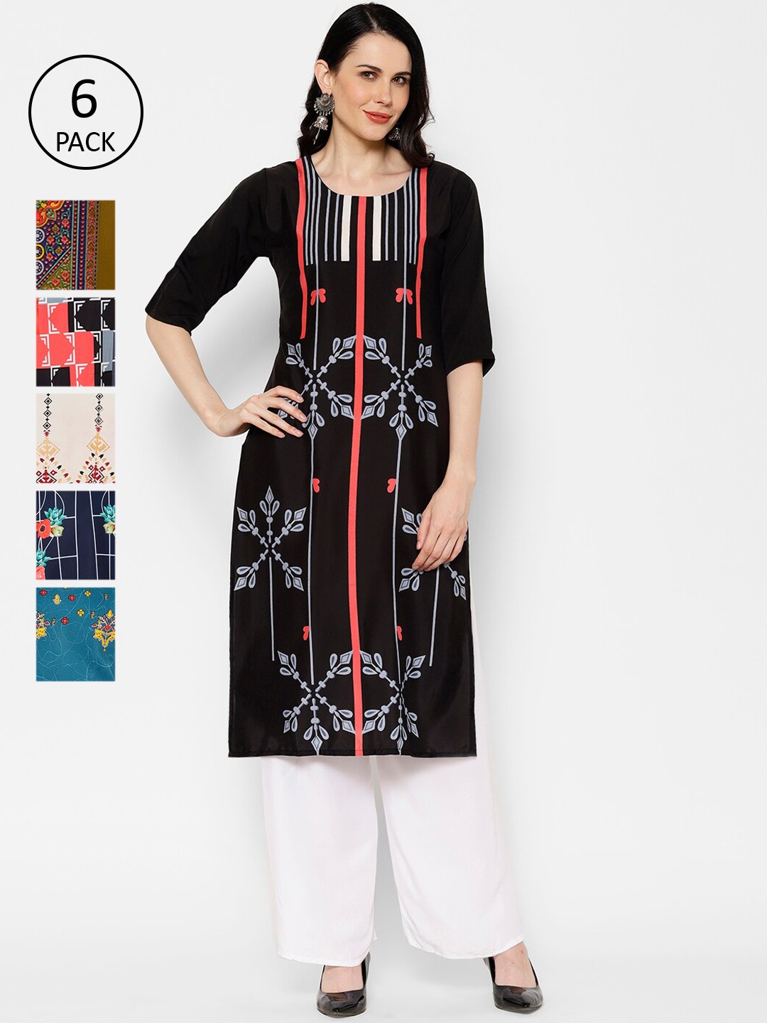 7Threads Women Multicoloured Printed Straight Kurta, Multi
