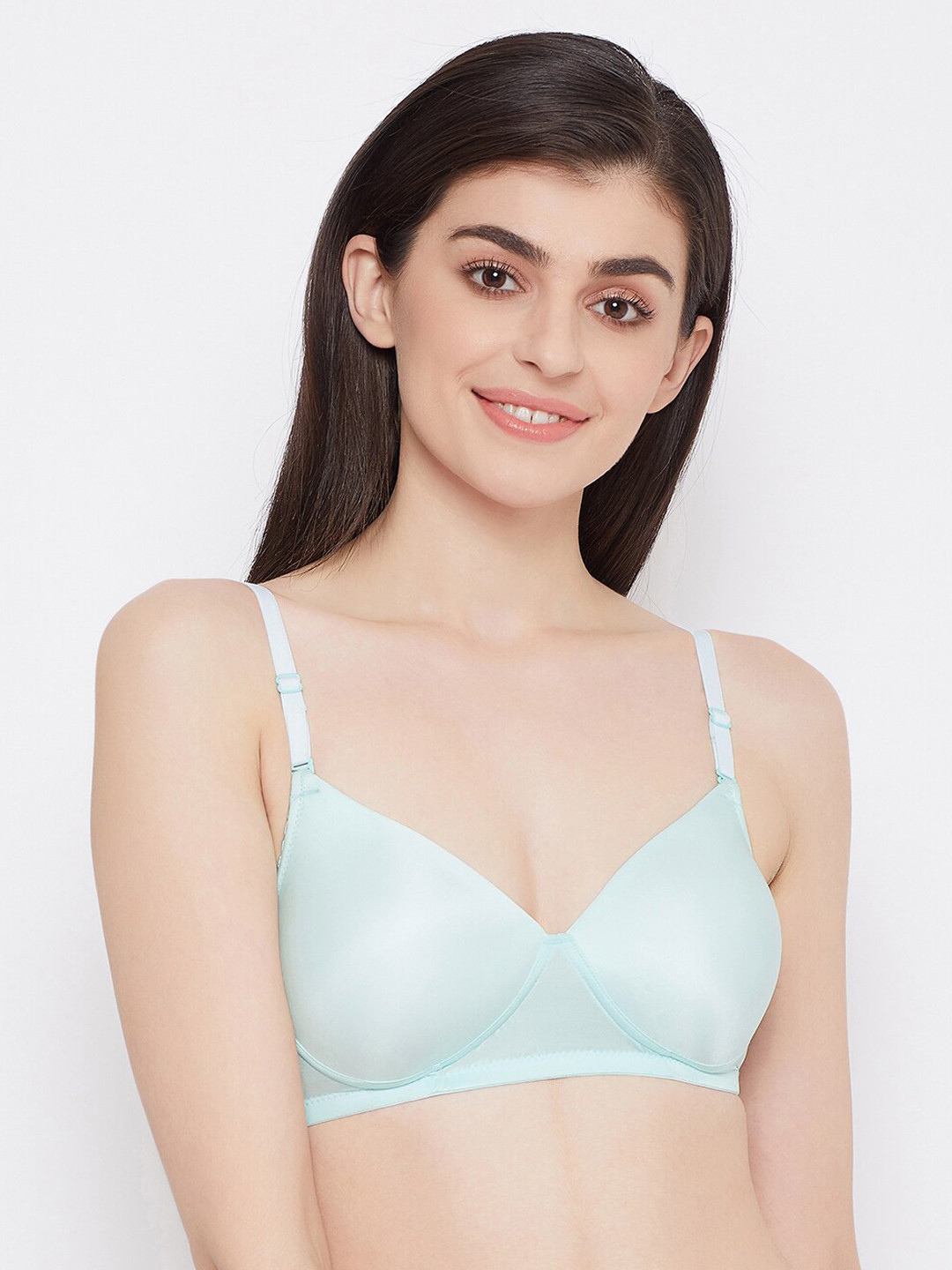 

Clovia Women Turquoise Blue Solid Lightly Padded Non-Wired T-Shirt Bra BR1277M03