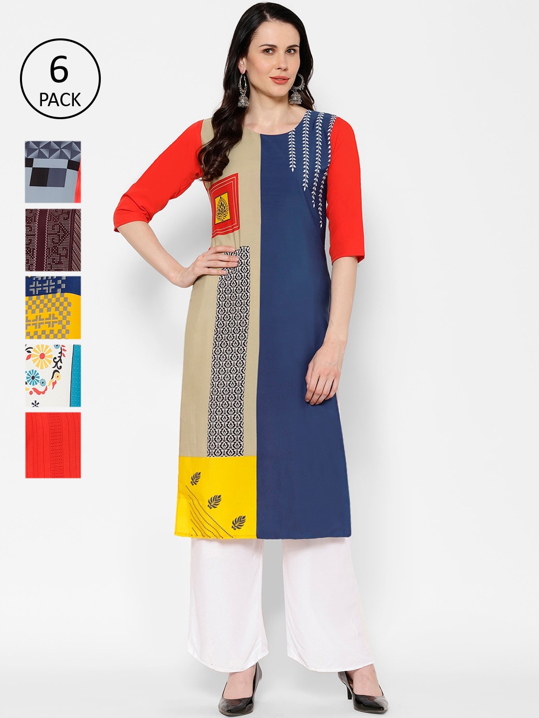 

7Threads Women Multicoloured Colourblocked Straight Kurta, Multi
