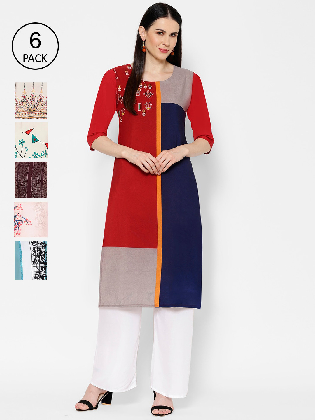 

7Threads Women Multicoloured Colourblocked Straight Kurta, Multi
